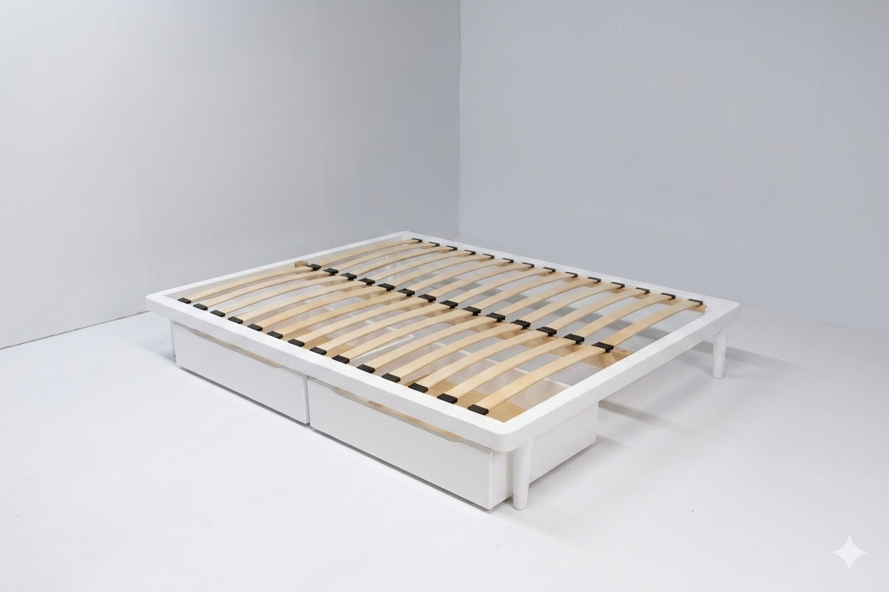 Bow Queen Bed with 2 Storage Drawer